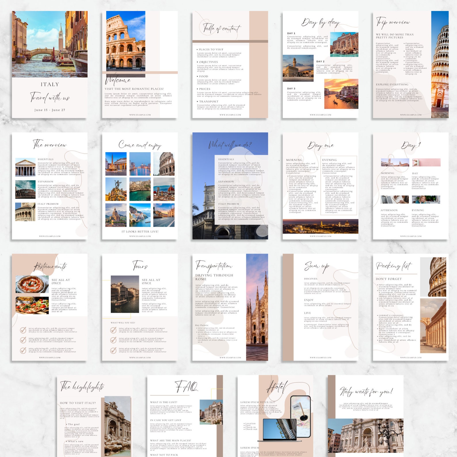 Travel Itinerary Template: Vacation &amp; Day-by-day Planner, Printable and ...
