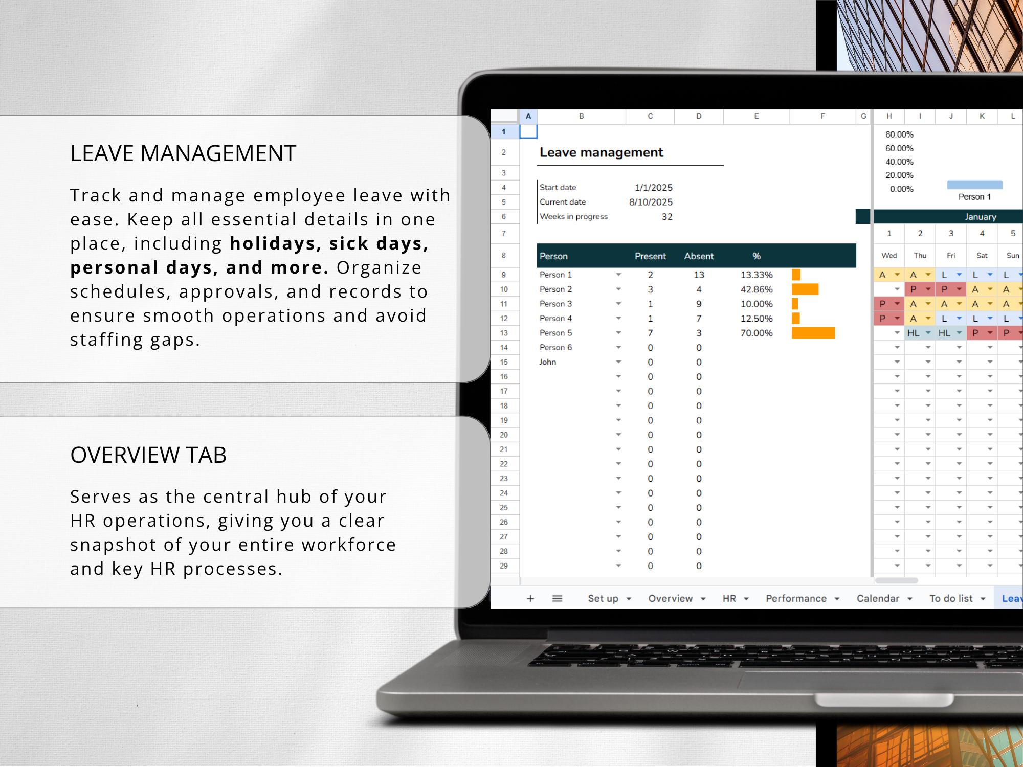 HR Employee Dashboard Template: Google Sheets HR Management Tool ...