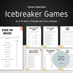Editable Icebreaker Games Bundle | Printable Team Activities for Office, Parties, Classrooms & Events | Canva Templates