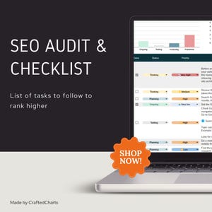 Modello di controllo SEO, foglio di calcolo Google, ottimizzazione per motori di ricerca, sito web e e-commerce, audit dei fattori di ranking di Google 2025-2026