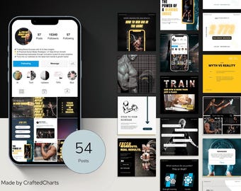 Gym & Fitness Instagram Vorlagen: Social Media Design für Trainer (Canva Bearbeitbar, Digitaler Download