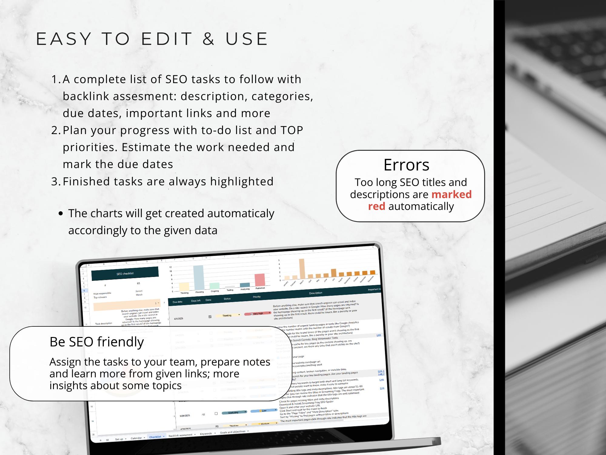 SEO Checklist Template Google Sheets, Website Audit (digital Download