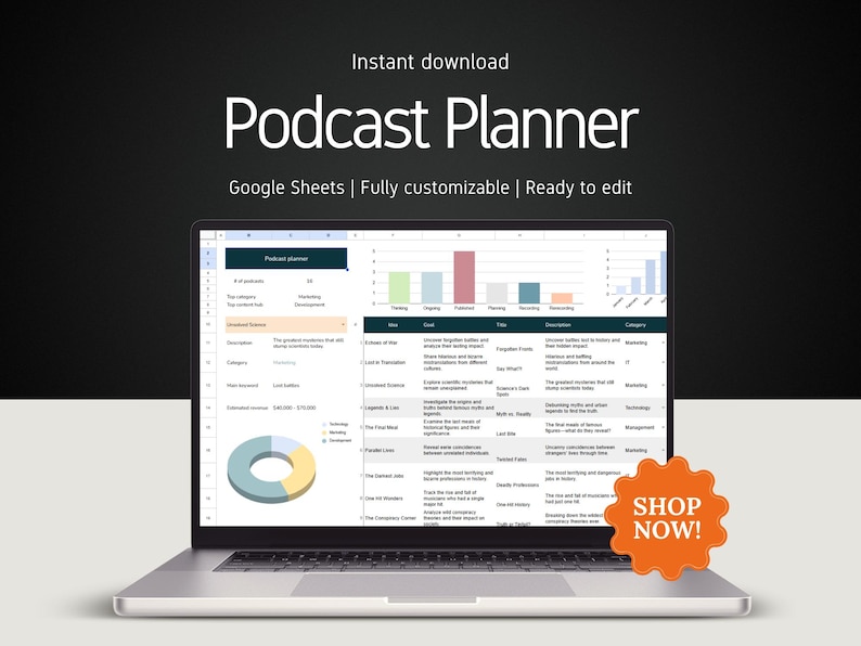 Podcast & YouTube Videos Planner (2025-2026): Google Sheets Podcast Tracker and Launch Kit
