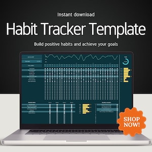 Dark Themed Habit Tracker for Daily Routines, Google Sheet Template | Gamify your Life