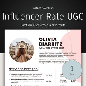 Redigerbar UGC-skapares prislistamall: Minimalistisk prislista (Canva-mall)