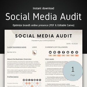 Social Media Audit Template PDF to download