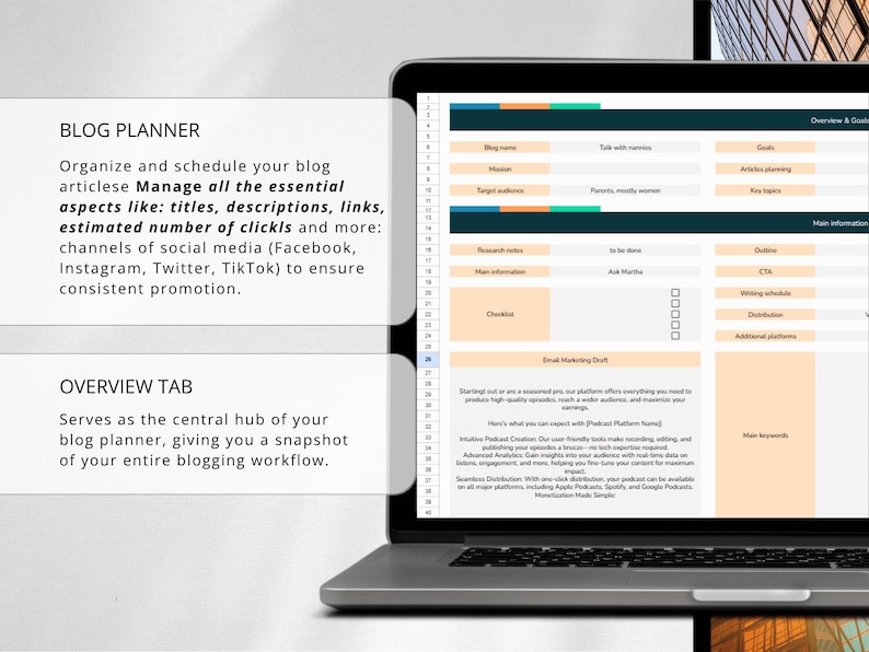 Blog Post Planner: Google Sheets Content Calendar (Digital Download) image 3