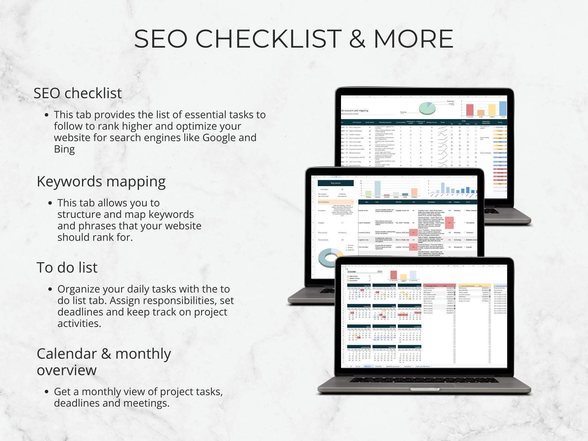 SEO Checklist Template Google Sheets, Website Audit (digital Download