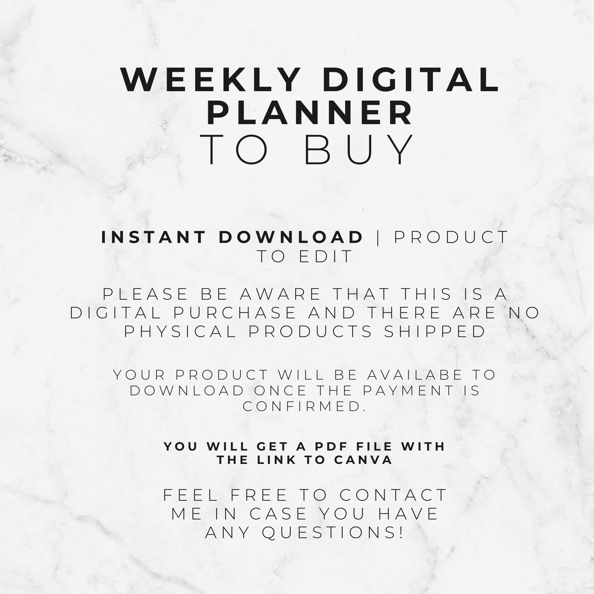 Weekly Planner Template 2025 Gray, Digital Annual Calendar, Google