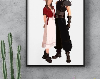 Final Fantasy Cloud & Aerith Fan Art Poster