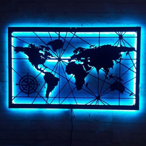 World map with led Etsy Polska