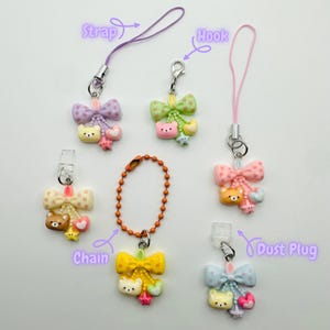 Tamagotchi, Phone Charm -KAWAII BOWS- Dust Plug Charm for Kindle, Switch, Strap Charm, Hook Charm, Chain Charm for Electronics, Bags, Keys
