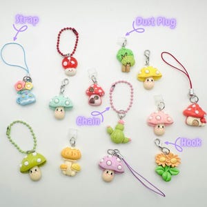 Tamagotchi, Phone Charm -KAWAII PLANTS- Dust Plug Charm for Kindle, Switch, Strap Charm, Hook Charm, Chain Charm for Electronics, Bags, Keys