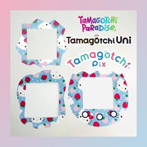 Tamagotchi Paradise, Uni, Pix Faceplate - Azul Hello Kitty Morango - Tamagotchi Paradise, Uni, Pix Skin - Holográfica, Semibrilhante
