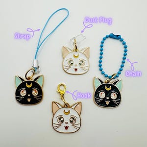 Tamagotchi, Phone Charm -LUNA MOON CAT- Dust Plug Charm for Kindle, Switch, Strap Charm, Hook Charm, Chain Charm for Electronics, Bags, Keys