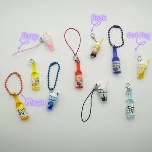 Tamagotchi, Phone Charm -KAWAII DRINKS- Dust Plug Charm for Kindle, Switch, Strap Charm, Hook Charm, Chain Charm for Electronics, Bags, Keys