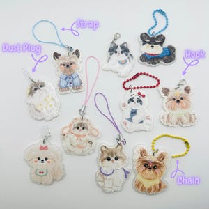 Tamagotchi, Phone Charm -CATS & DOGS- Dust Plug Charm for Kindle, Switch, Strap Charm, Hook Charm, Chain Charm for Electronics, Bags, Keys