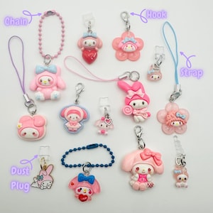 Tamagotchi, Phone Charm -MY MELODY- Dust Plug Charm for Kindle, Switch, Strap Charm, Hook Charm, Chain Charm for Electronics, Bags, Keys
