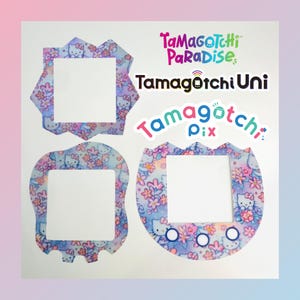 Tamagotchi Paradise, Uni, Pix Faceplate - Floral Hello Kitty - Tamagotchi Paradise, Uni, Pix Skin - Holográfica, Semibrilhante