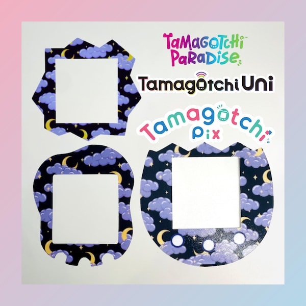 Tamagotchi Paradise, Uni, Pix Faceplate - Cloudy Moon - Tamagotchi Paradise, Uni, Pix Skin - Holographic, Semi Gloss