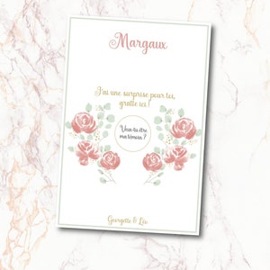 Carte à gratter EVJF, annonce grossesse, témoin, grand-mère PERSONNALISABLE anniversaire blague cadeaux