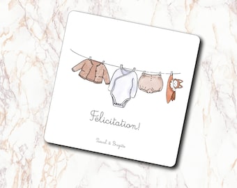 Elegante unisex klantgerichte felicitatiekaart voor de babygeboorte