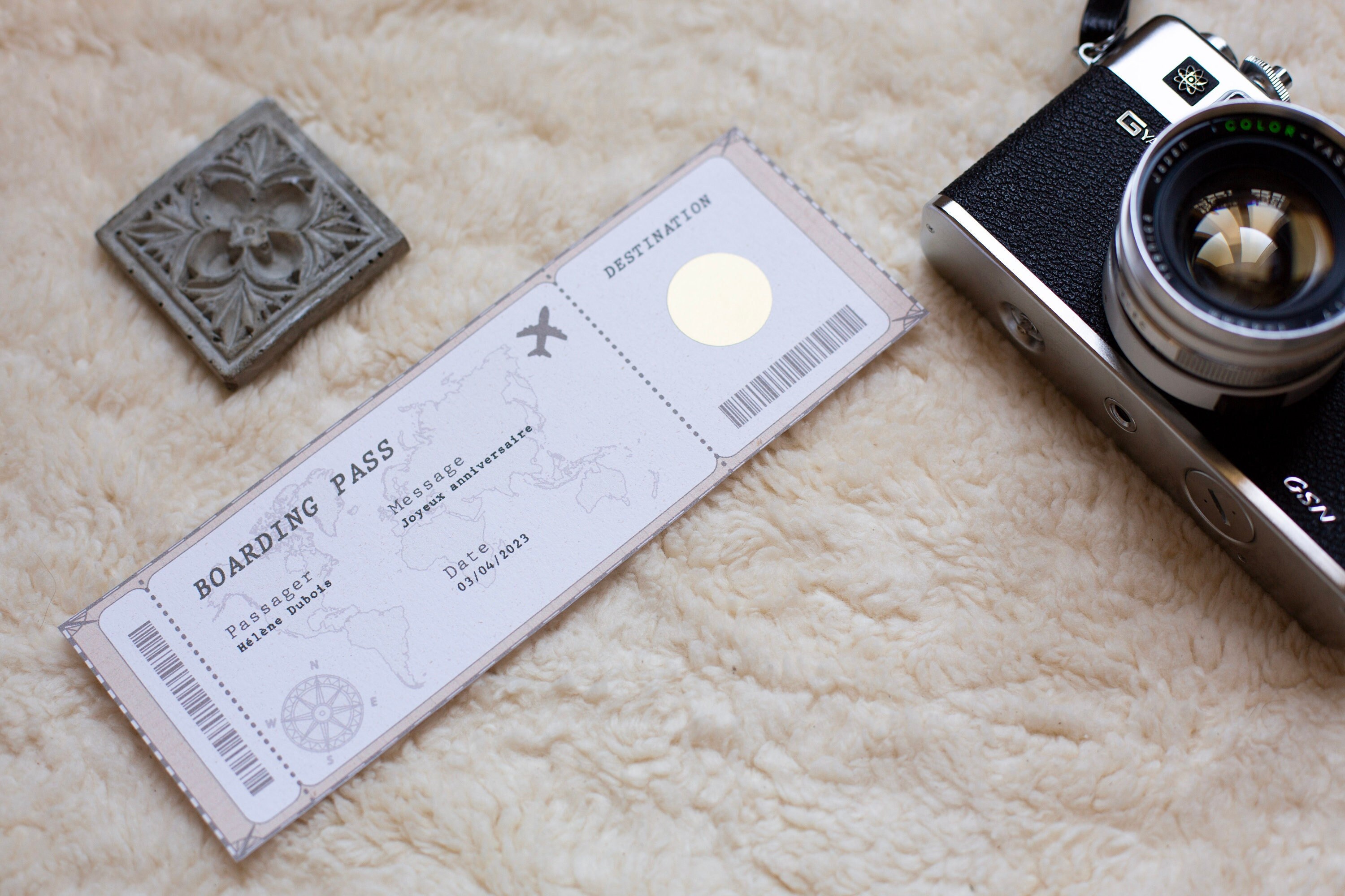 Billet avion personnalisable à gratter Etsy France