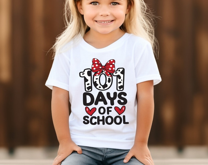 Featured listing image: 101 Days of School Dalmatians W/ Red Bow Toddler/Youth T shirt