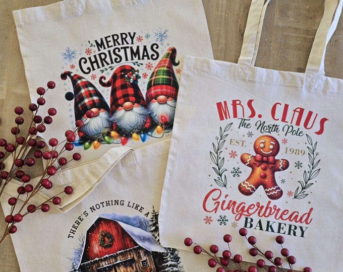 Featured listing image: Christmas Farmer's Market Tote Bag W/DTF image