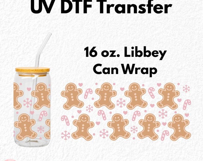 Featured listing image: Gingerbread man 16oz. UV DTF wrap