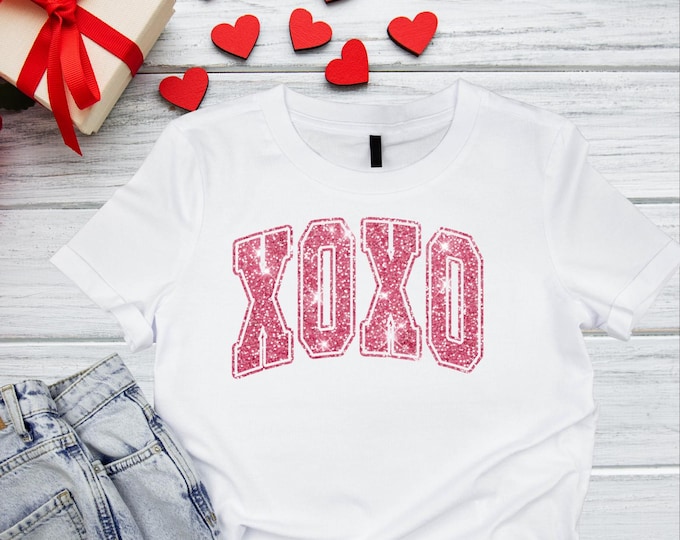 Featured listing image: XOXO Faux Glitter Adult T-Shirt