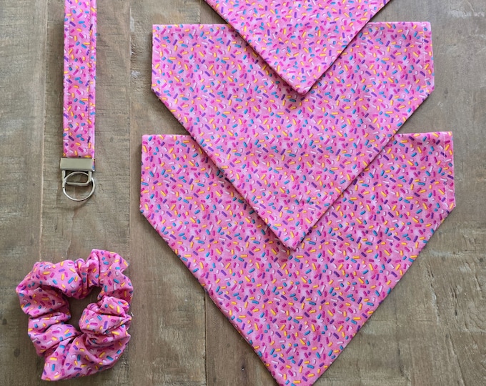 Featured listing image: Pink w/Candy Sprinkles Dog Bandana
