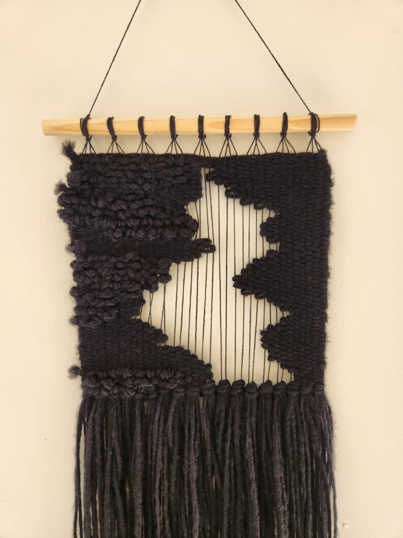 Organic Shaped, Textured Woven Wall Hanging in Black - Etsy