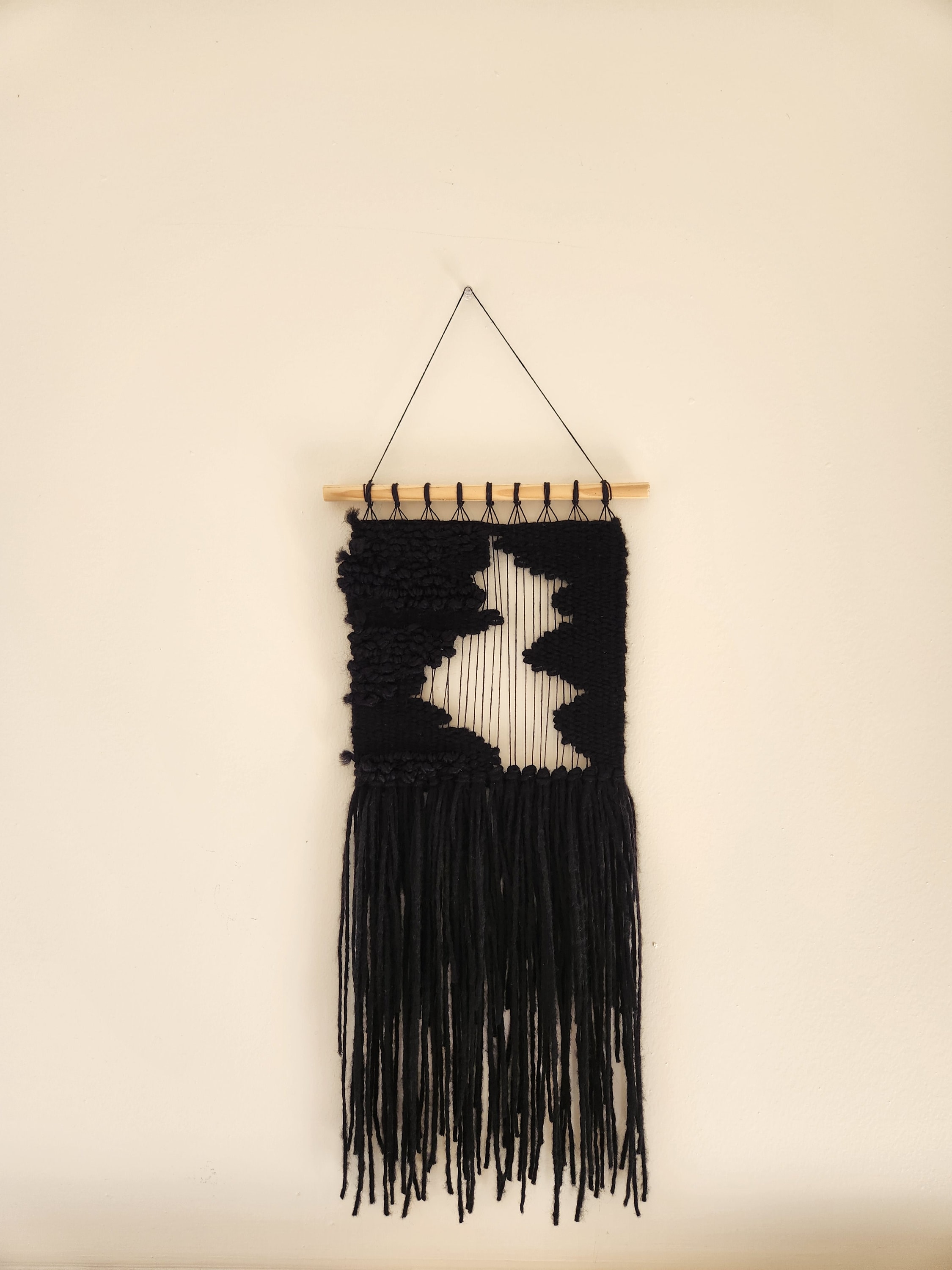 Organic Shaped, Textured Woven Wall Hanging in Black - Etsy - Textured Woven Apartment Wall Hanging