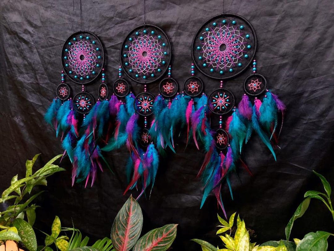 Dreamcatcher Blue Purple Dream Catcher NEW Hand Crafted Gift Bedroom ...