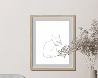 Dog Line Art, Home Decor Dog Drawing, Printable Line Art, Minimal Line Art