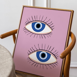 Boho style home decor, Evil eye print, Evil eye decor, Simple abstract art, Boho home decor, Spritual Art