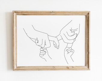 Manos Juntas, Tomarse de la Mano Familia, Familia de Tres Manos, Ilustración Familiar
