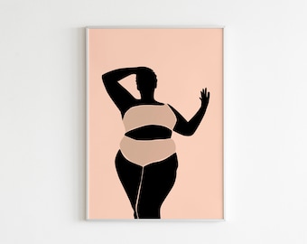 Body Positive Line Art, Female Figure Art Boho Print, Minimalist Wall Art, Printable Wall Art, DESCARGA DIGITAL, Digital Art Print
