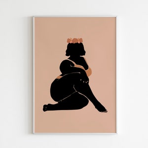 Body Positive Print, Plus Size Art, Curvy Woman Art, Minimalist Feminist Art, Abstract Female Figure Art, Thick Girl Art, Printable Wall Art