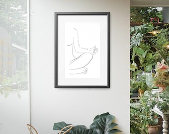 Yoga Line Art, Line Art Woman, Calming Wall Art, Meditation