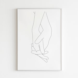 Couple Hands Drawing, Holding Hands Print, Couple Gift , Romantic Home Decor, Above Bed Print, Minimalist Art
