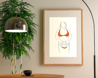 Pregnancy Line Art, Regalo de mamá embarazada, Arte digital imprimible
