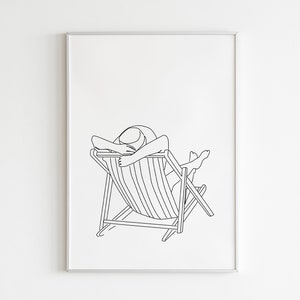 Beach Themed Decor, Feminine Wall Art, Female Figure, Beach Woman Print, Woman Line Art Print