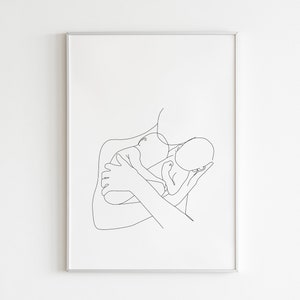 Tweeling moeder lijntekening, tweeling print, tweeling kinderkamer kunst aan de muur, minimalistische tweeling print voor kinderkamer, met tweeling lijntekeningen