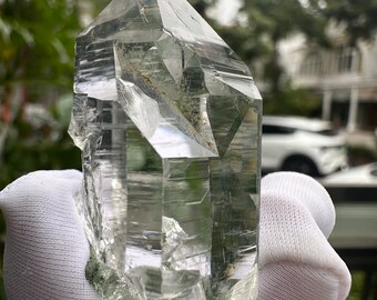 Himalayan Clear Quartz Crystal Black Rutile Anatase Chlorite Inclusion Self Healed Rainbow Natural Quartz Collector Specimen-31.3g