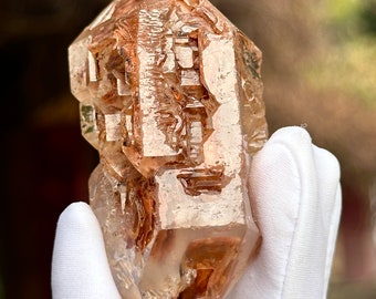 Roter Ton Skelett Quarz Doppelender Fenster Quarz Madagaskar Fenster Quarz Antike Radierung Sammler Kristall Rohquarz-71.2g