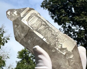 Cathedral Skeletal Quartz Double Terminated Enhydro Quartz Graphite Inclusions Totem Quartz Crystal YunGui China Collector Specimen