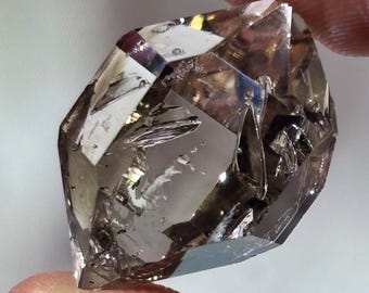 Rare Herkimer-Style Diamond Enhydro Quartz Multi Moving Bubbles Crystal Champagne Double Terminated Keyhole Collector Grade Natural Specimen