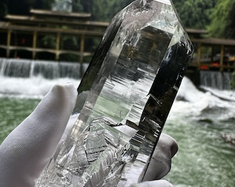 Himalayan Clear Quartz Crystal Blue Needle Quartz Self Healed Root Museum Grade Natural Quartz Collector Specimen Healing Crystal-162.4g